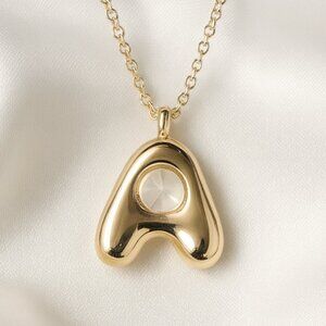 Gold Initial “A” Pendant Necklace – Personalized Alphabet Jewelry for Women, 18"